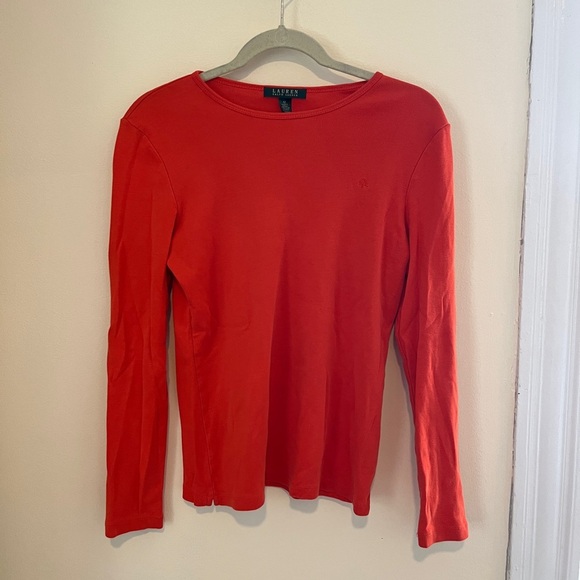 Lauren Ralph Lauren Minimal 100% Cotton Orange Top - M- Workplace/ Casual office - Picture 7 of 9